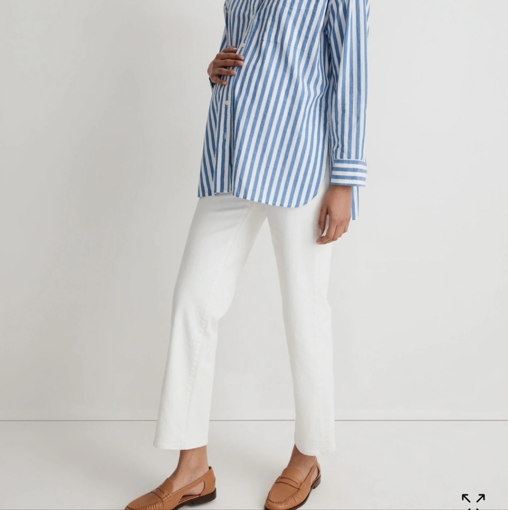 Maternity Over-the-Belly Perfect Vintage Straight Jean in Tile White
